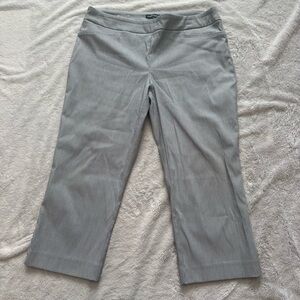 Hilary Radley Women's Gray and White Pinstriped Capri Pull On Pants Size XL